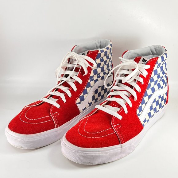 Vans Other - VANS Off The Wall Checkered Red Blue Canvas Skate Shoes Men 12 Sk8 Hi BMX 500714